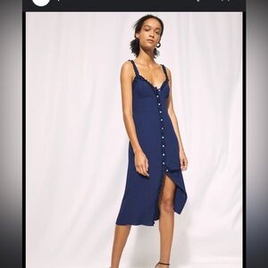 Navy Blue Button-Down Maxi Dress